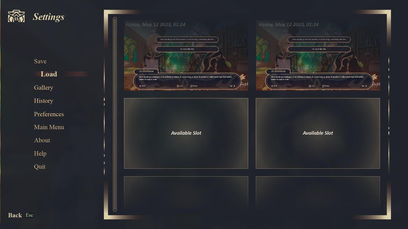 Stylized Save Slots